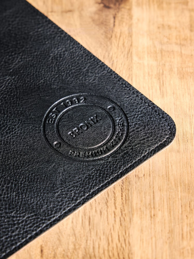 Set of 4 Black Reversible Soft Faux Leather Placemats - Image 3 of 4