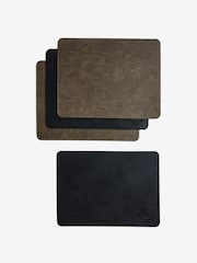 Set of 4 Black Reversible Soft Faux Leather Placemats - Image 4 of 4