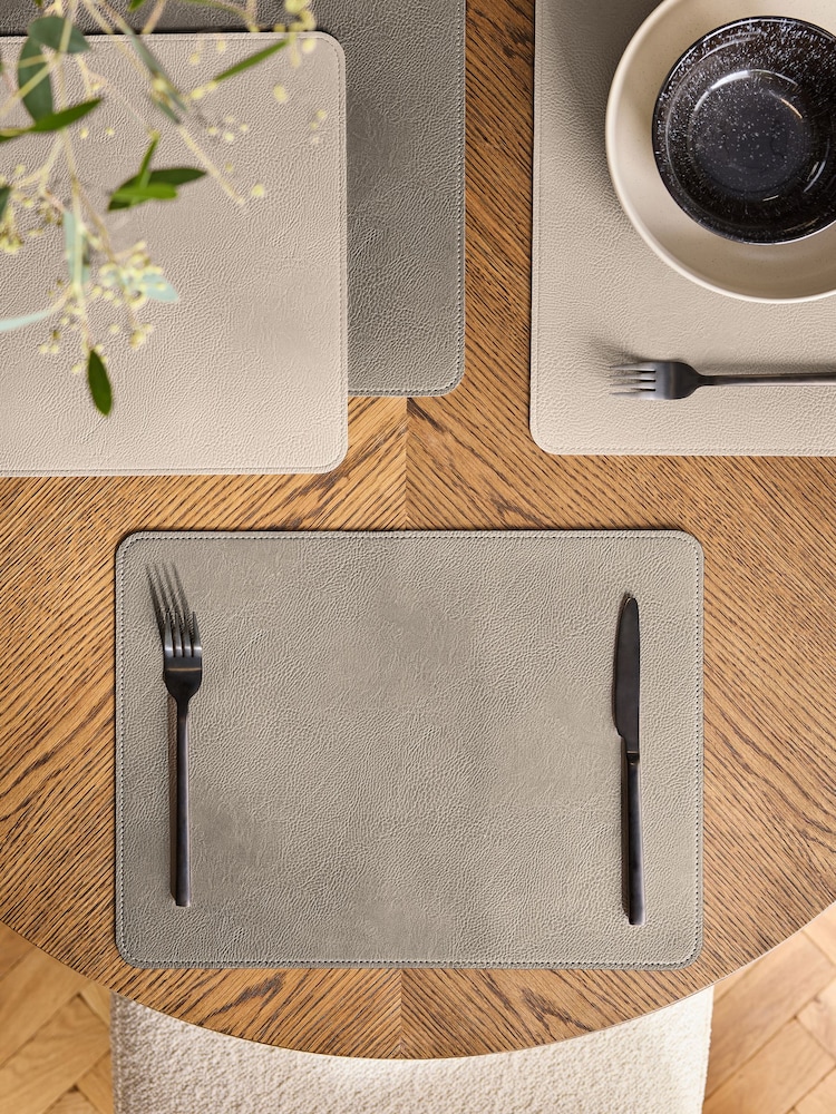 Set of 4 Natural Reversible Soft Faux Leather Placemats - Image 1 of 3