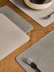 Set of 4 Natural Reversible Soft Faux Leather Placemats - Image 2 of 3