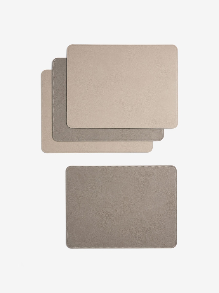 Set of 4 Natural Reversible Soft Faux Leather Placemats - Image 3 of 3