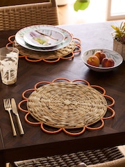 Set of 2 Orange Scallop Edge Placemats - Image 1 of 3