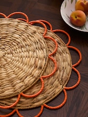 Set of 2 Orange Scallop Edge Placemats - Image 2 of 3