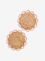 Set of 2 Orange Scallop Edge Placemats - Image 3 of 3