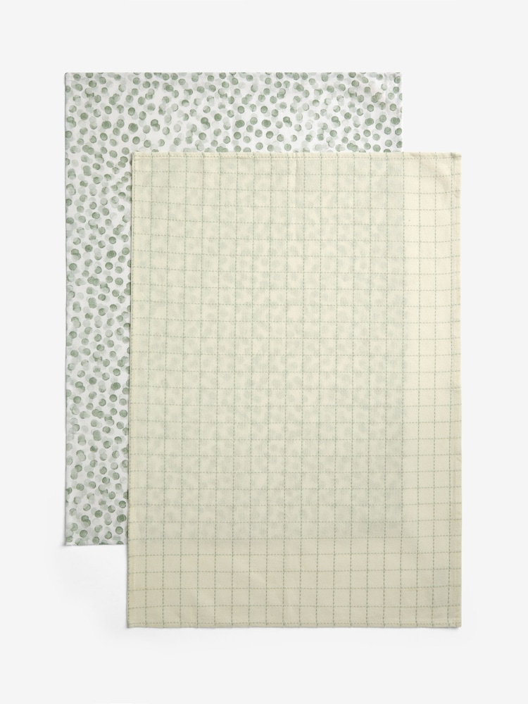 2er-Set Geschirrtücher aus 100 % Baumwolle mit Tupfen und Karos - Bild 4 von 4 2er-Set Geschirrtücher aus 100 % Baumwolle mit Tupfen und Karos - Bild 4 von 4