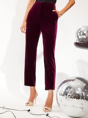 Friends Like These Red Velvet Tailored Ankle Grazer Trousers Co Ord Suit - Image 1 of 4
