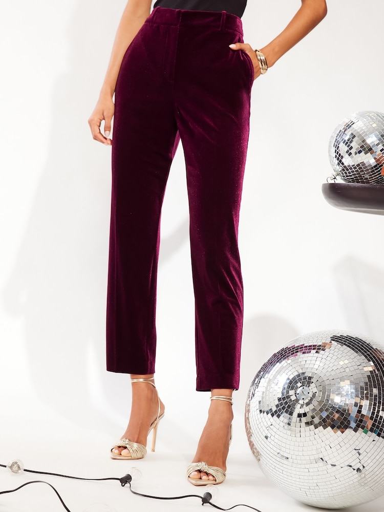 Friends Like These Red Velvet Tailored Ankle Grazer Trousers Co Ord Suit - Image 1 of 4