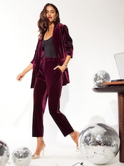 Friends Like These Red Velvet Tailored Ankle Grazer Trousers Co Ord Suit - Image 2 of 4