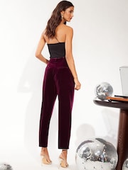 Friends Like These Red Velvet Tailored Ankle Grazer Trousers Co Ord Suit - Image 4 of 4