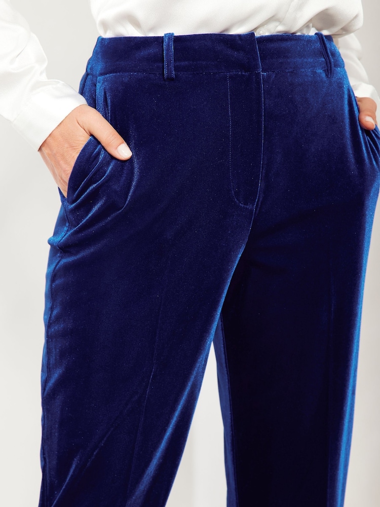 Blauw - Friends Like These modieuze enkellange broek van fluweel, combinatiepak - Image 3 of 4