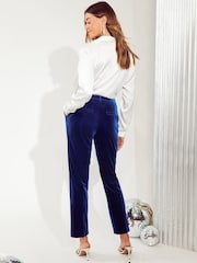Friends Like These Blue Velvet Tailored Ankle Grazer Trousers Co Ord Suit - Image 4 of 4