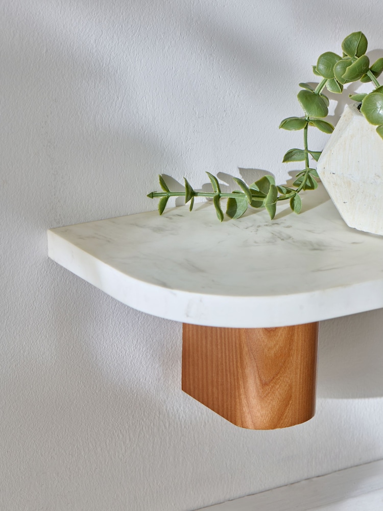Set of 2 White Marble Effect Shelves - Image 2 of 4 Set of 2 White Marble Effect Shelves - Image 2 of 4