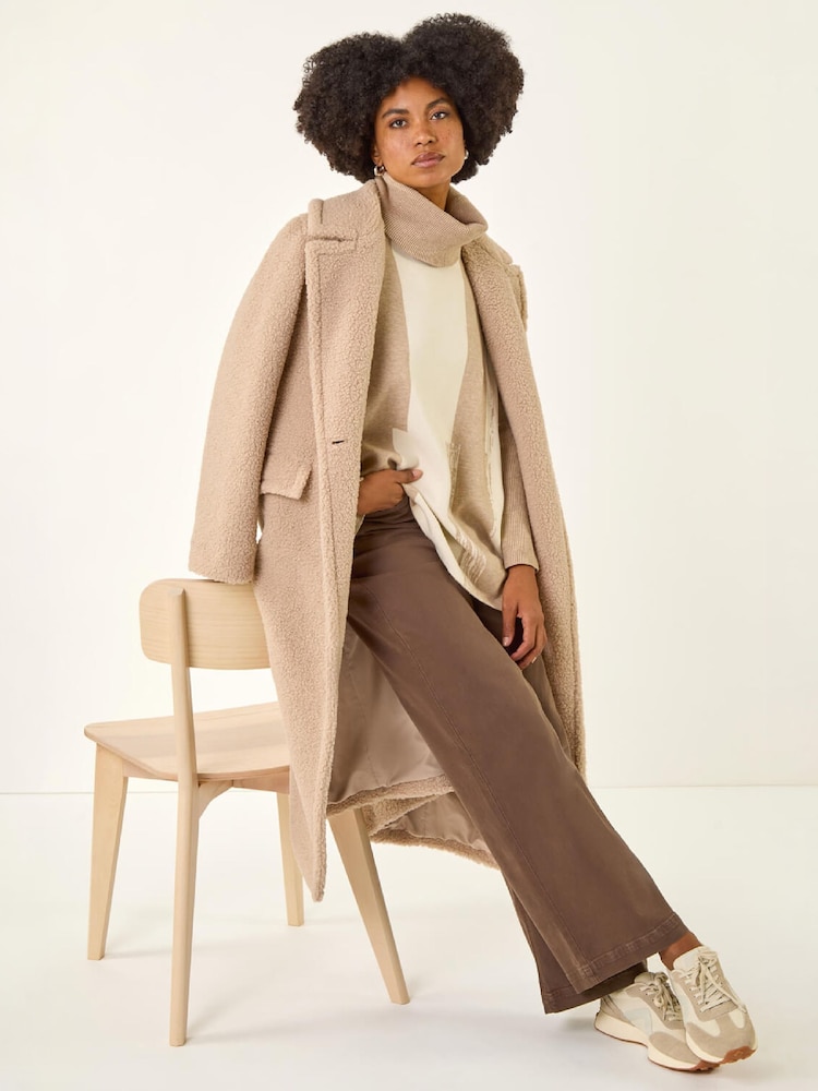 Roman Brown Colour Block Longline Knit Jumper - Image 4 of 4 Roman Brown Colour Block Longline Knit Jumper - Image 4 of 4