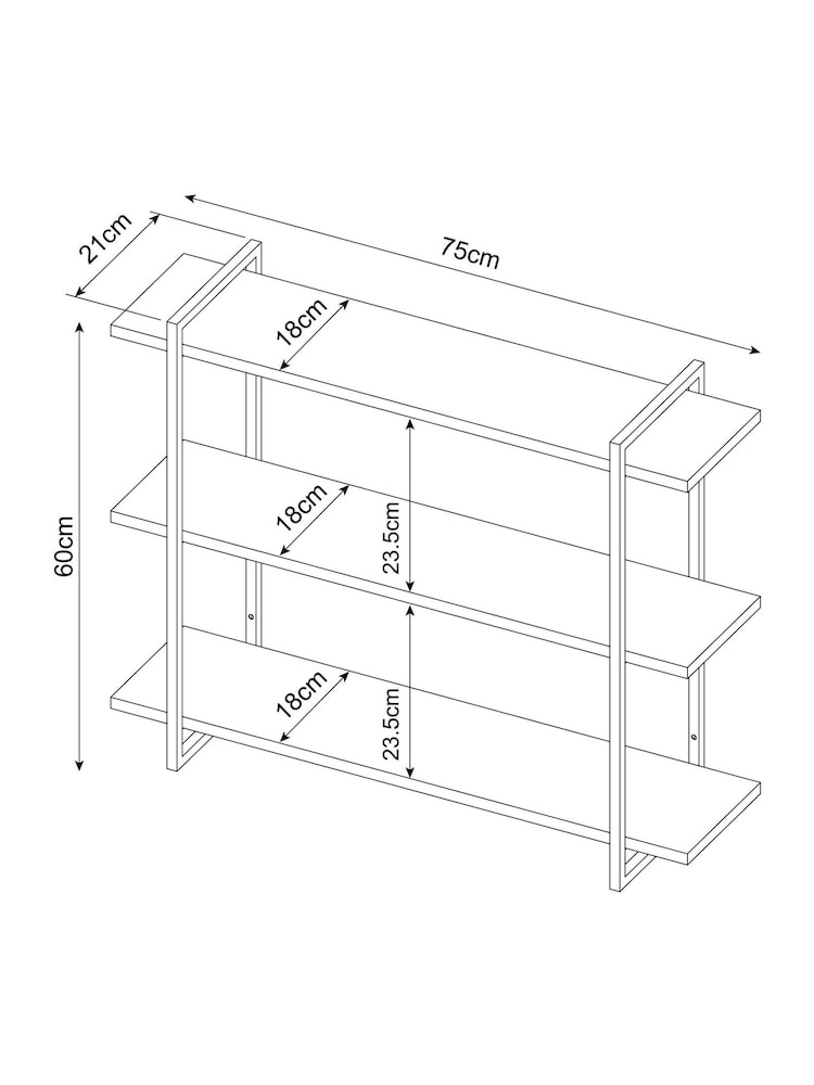 Dark Bronx Wide 3 Tier Wall Shelves - Image 6 of 6