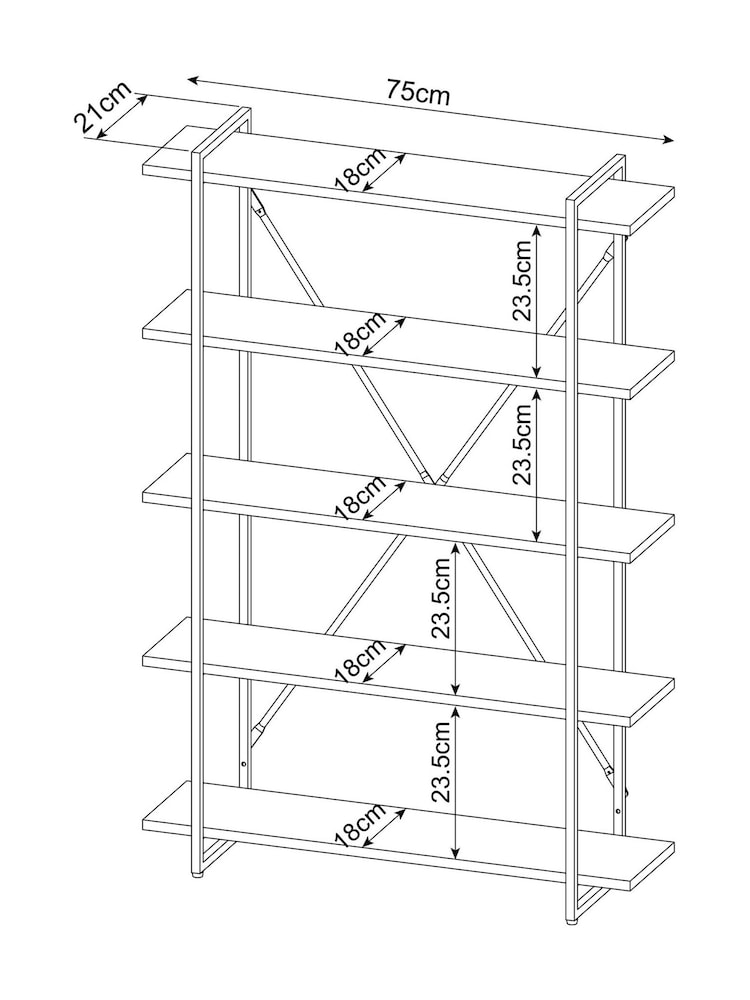 Dark Bronx Wide 5 Tier Wall Shelves - Image 6 of 6