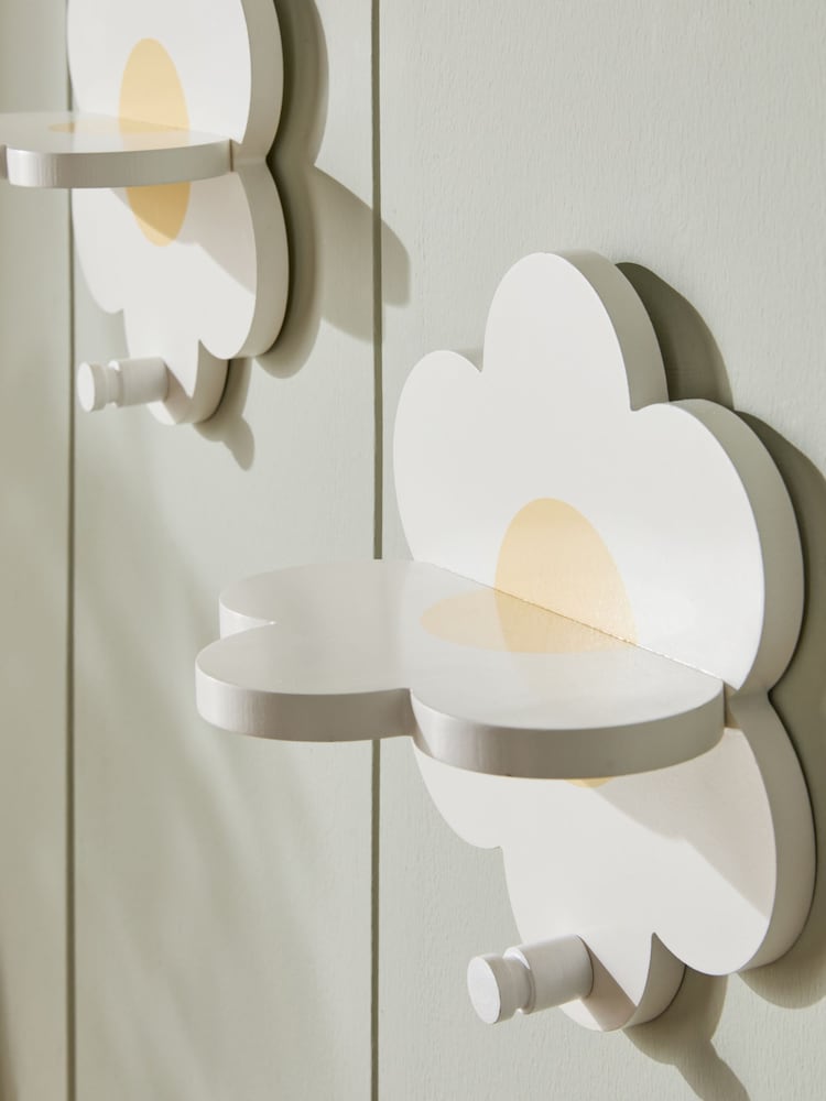 Set of 2 White Daisy Shelves - Image 3 of 6
