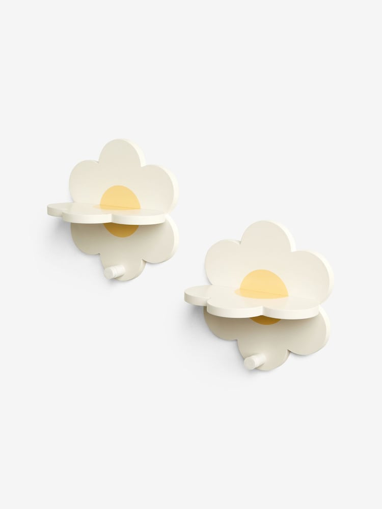 Set of 2 White Daisy Shelves - Image 4 of 6
