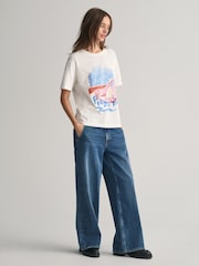 GANT Cream Scenery Print 100% Cotton T-Shirt - Image 3 of 5