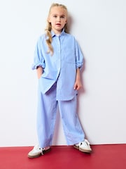 Blau - Gestreiftes Set aus 100 % Baumwolle mit Hemd und Hose (3–16 J.) - Bild 2 von 9
