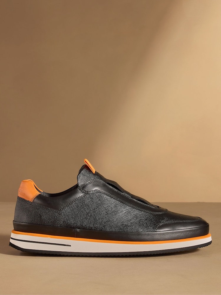 কালো/Orange - Russell & Bromley San Giusto Oxford Laceless Sneakers - 7এর মধ্যে 2 ছবি