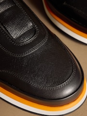 কালো/Orange - Russell & Bromley San Giusto Oxford Laceless Sneakers - 7এর মধ্যে 4 ছবি
