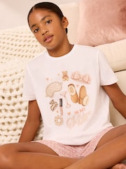 Lipsy Cream Jersey Short Pyjamas Set (5-16yrs) - Image 2 of 6