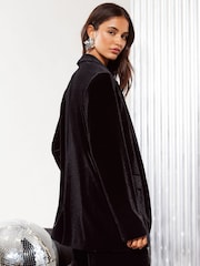 Friends Like These Black Velvet Tailored Single Breasted Co Ord Suit - Image 4 of 4
