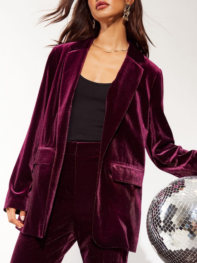 Tailored Blazer Purple Velvet Jacket Ladies Velvet Fitted Blazer