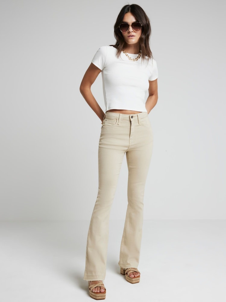 River Island Brown High Rise Tummy Hold Flare Jeans - Image 1 of 6