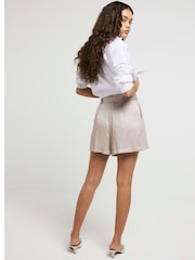 River Island Brown Petite Beige Metallic Smart Shorts - Image 2 of 4