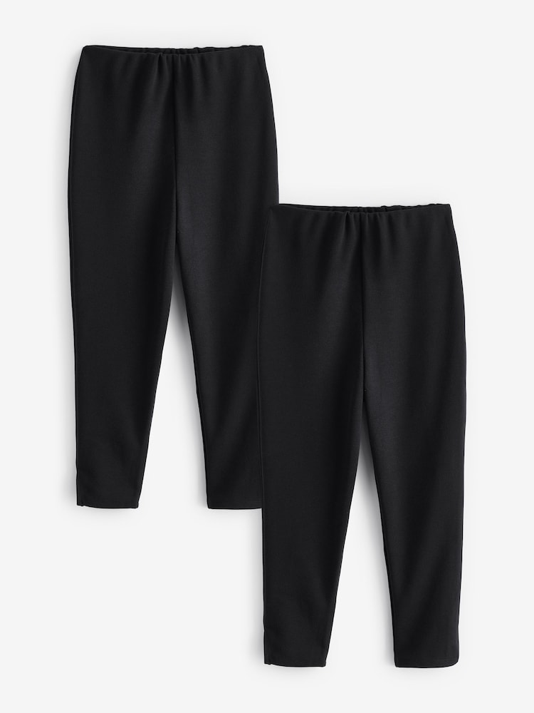 River Island Black High Rise 100% Cotton Capri Casual Trousers 2 Pack - Image 2 of 3