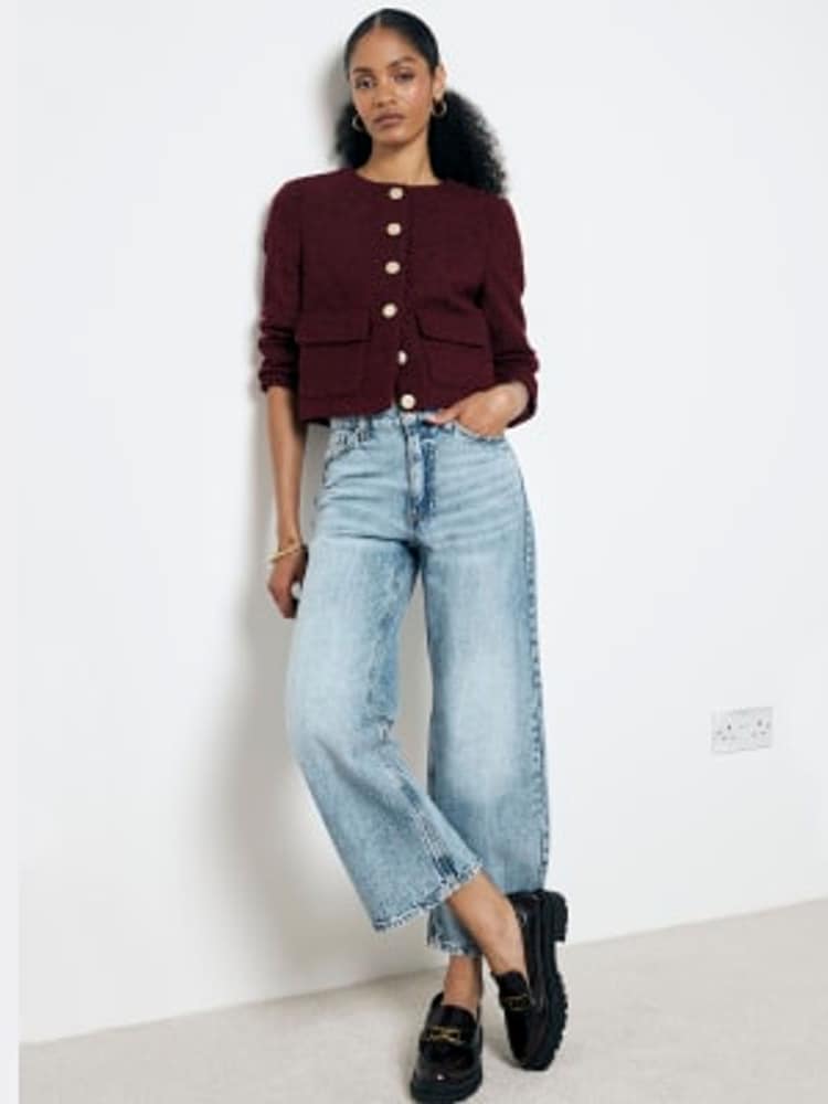 River Island Высоко поднятые расслабленные прямые укороченные джинсы из 100% хлопка - Image 1 of 4