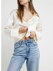 River Island Высоко поднятые расслабленные прямые укороченные джинсы из 100% хлопка - Image 2 of 4