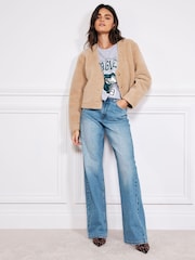 River Island Mid Blue High Waisted Relaxed Straight 100% Cotton Jeans - Image 3 of 7