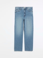 River Island Mid Blue High Waisted Relaxed Straight 100% Cotton Jeans - Image 5 of 7