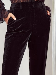 Friends Like These Black Petite Velvet Tailored Ankle Grazer Trousers Co Ord Suit - Image 2 of 3