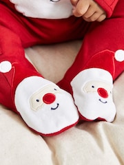 Papá Noel rojo - JoJo Maman Bébé Cotton Christmas Zip Appliqué Sleepsuit - Imagen 3 de 6