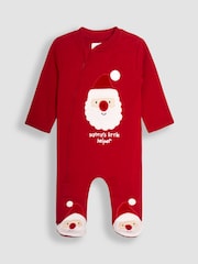 Papá Noel rojo - JoJo Maman Bébé Cotton Christmas Zip Appliqué Sleepsuit - Imagen 4 de 6