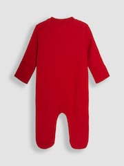Papá Noel rojo - JoJo Maman Bébé Cotton Christmas Zip Appliqué Sleepsuit - Imagen 5 de 6