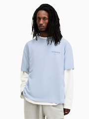 AllSaints Sky Blue 100% Cotton Access Shortsleeve Crew T-Shirt - Image 4 of 8