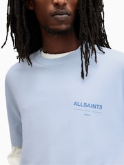 AllSaints Sky Blue 100% Cotton Access Shortsleeve Crew T-Shirt - Image 6 of 8