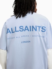 AllSaints Sky Blue 100% Cotton Access Shortsleeve Crew T-Shirt - Image 7 of 8