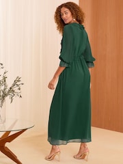 Love & Roses Green Pleated Ruffle Midi Dress - Image 4 of 4