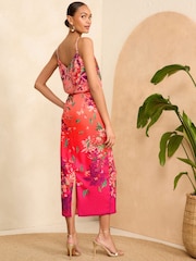 V&A | Love & Roses Pink Printed Cami Midi Dress - Image 4 of 4