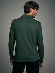 Blue/green/ecru Slim Fit Long Sleeve Jersey Polo Shirts 3 Pack - Image 3 of 12