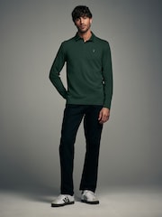 Blue/green/ecru Slim Fit Long Sleeve Jersey Polo Shirts 3 Pack - Image 4 of 12