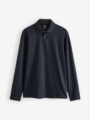 Blue/green/ecru Slim Fit Long Sleeve Jersey Polo Shirts 3 Pack - Image 9 of 12