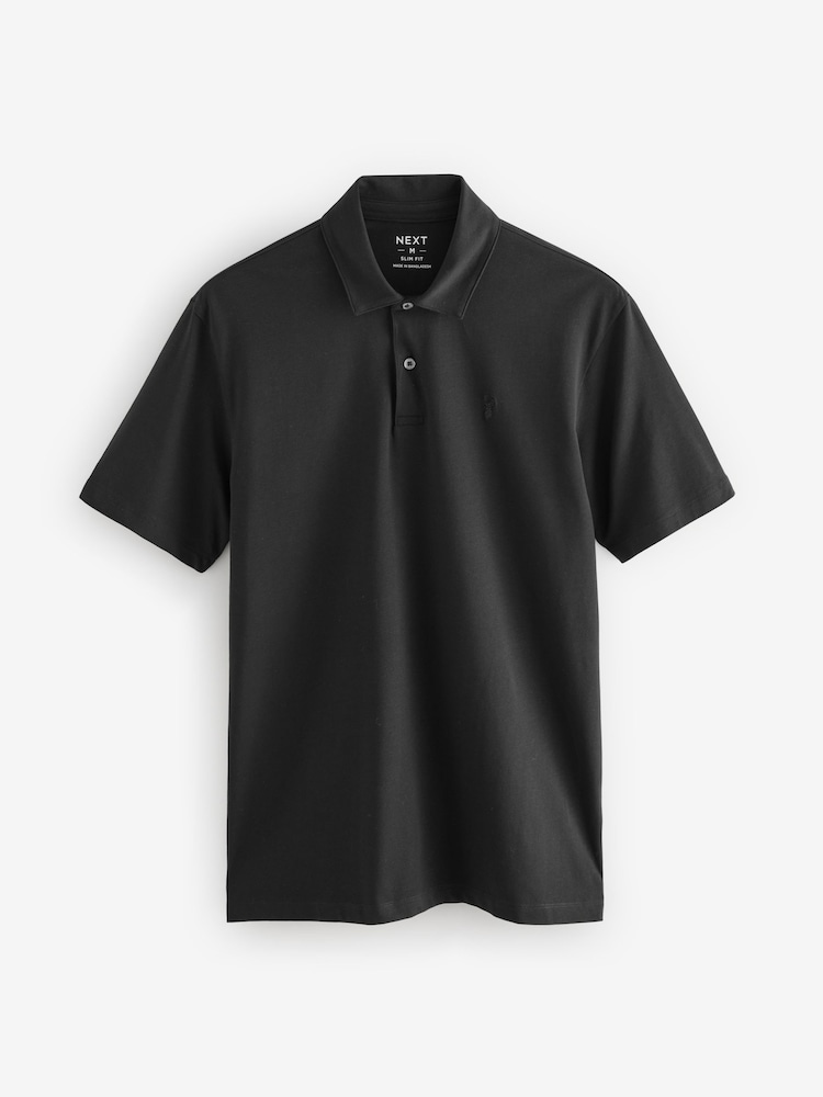 Marine/Noir/Gris/Blanc/Vert sauge Vert - Slim Fit (Slim Fit) - Polo en jersey Manches courtes 5 Pack - Image 10 of 17