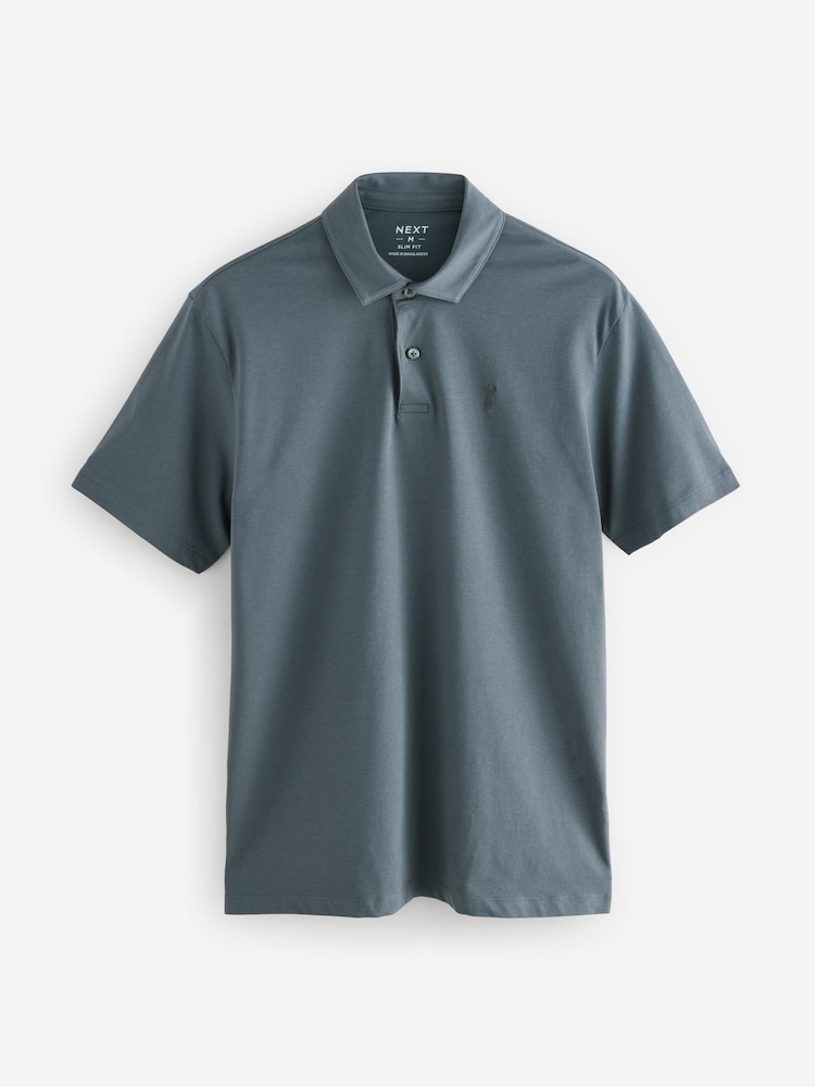 Marine/Noir/Gris/Blanc/Vert sauge Vert - Slim Fit (Slim Fit) - Polo en jersey Manches courtes 5 Pack - Image 14 of 17