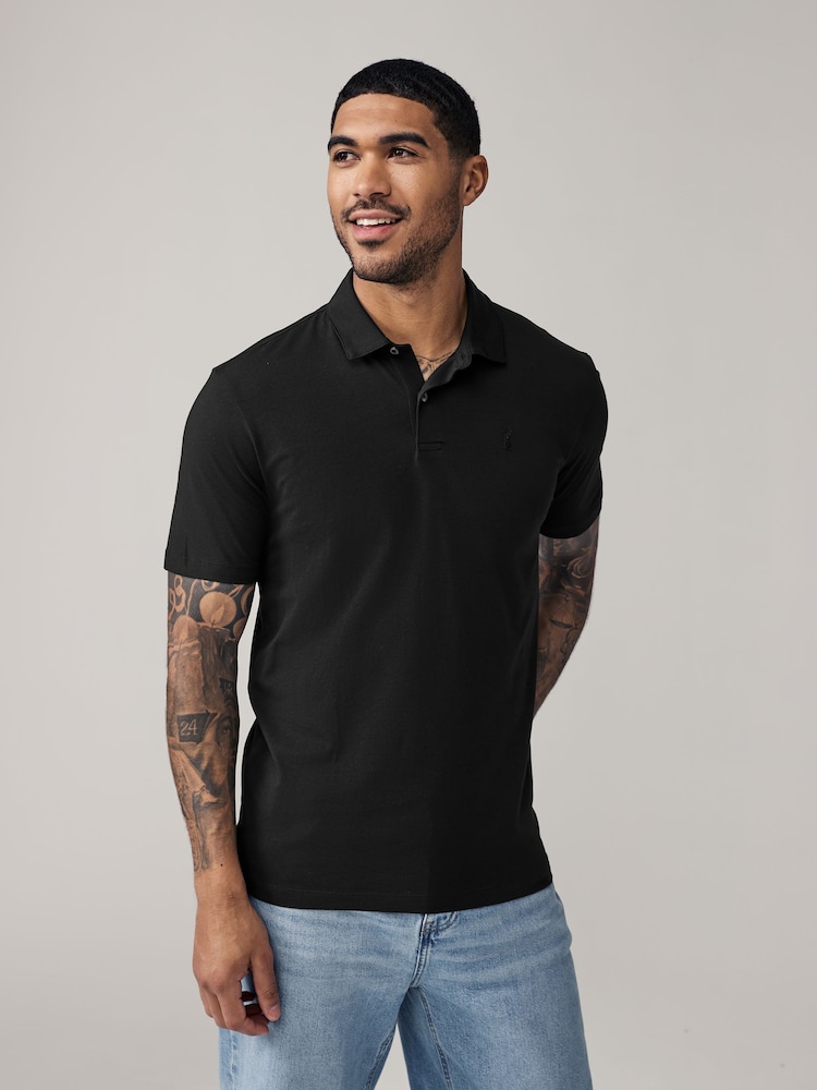 Azul marino/Negro/Gris/Blanco/Verde salvia - Corte slim - Pack de 5 polos de punto de manga corta - Imagen 2 de 17 Azul marino/Negro/Gris/Blanco/Verde salvia - Corte slim - Pack de 5 polos de punto de manga corta - Imagen 2 de 17
